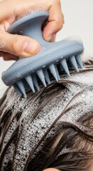 Scalp Massage with Silicone Brush During Hair Washing Routine