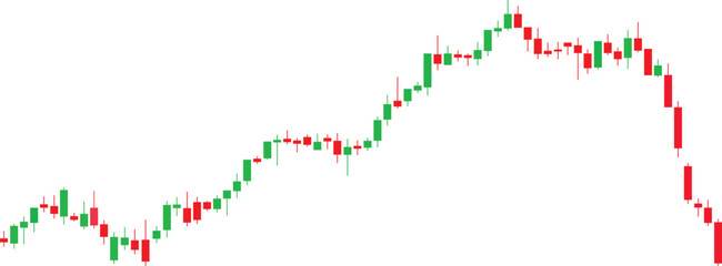 Stock Market Candlestick Chart Vector - Financial Trading Graph with Green and Red Bullish and Bearish Indicators for Forex Crypto and Investment Analysis
