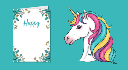 Black horse head vector illustration with flowing mane and ribbon design © nisrinaicca