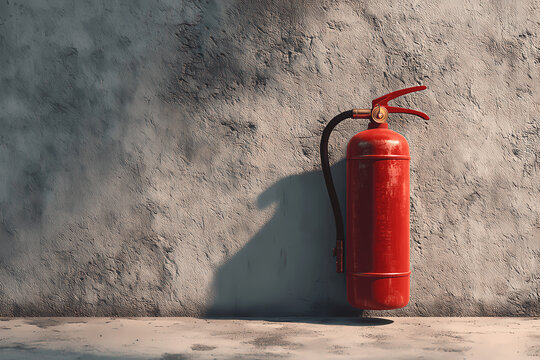 Fire Extinguisher Mounted on Concrete Wall