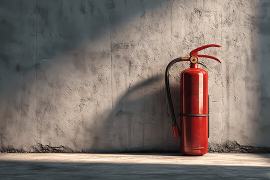 Fire Extinguisher Mounted on Concrete Wall
