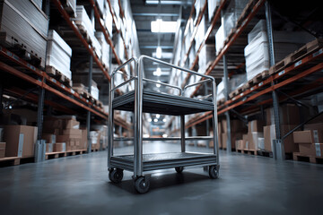 Warehouse Rolling Cart on Concrete Floor