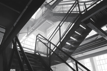 Industrial Metal Staircase from Below