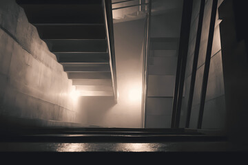 Industrial Metal Staircase from Below