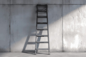Metal Ladder Against Warehouse Wall
