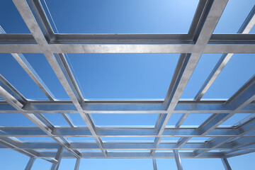 Industrial Steel Beam Structure Against Sky