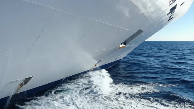 Majestic Ship Bow Slicing Through Ocean Waves.