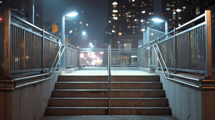 Empty Subway Entrance at Night