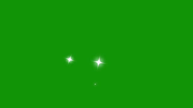 Twinkling stars animation. fast line glitter motion, white cartoon blinking stars flat vector doodle glowing light trails, twinkle night sky stars blinking and Star Effect on green screen background