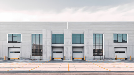 Modern Warehouse Exterior with Large Windows