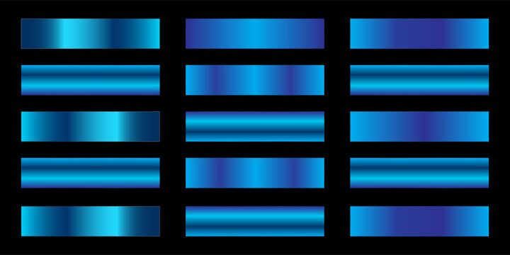 Set of Blue gradient metallic shiny design banner decoration,blue gradient texture background