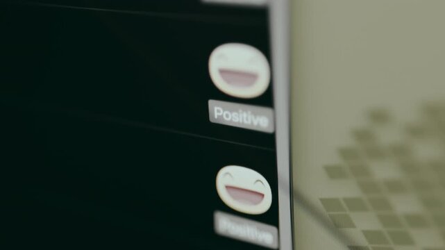 User interface displays repetitive icons with smiling faces and word Positive written beside them