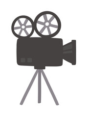 Cute movie film camera icon illustration with tripod