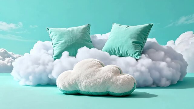 Cloud shaped pillows on fluffy clouds