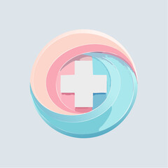 Fototapeta premium Modern 3D Medical Cross Symbol with Fluid Pastel Swirls - Healthcare and Wellness Icon
