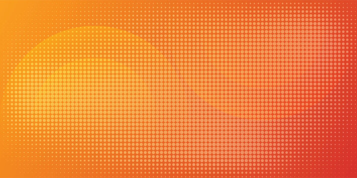 Abstract orange and red wavy halftone background with dynamic dot pattern and warm gradient