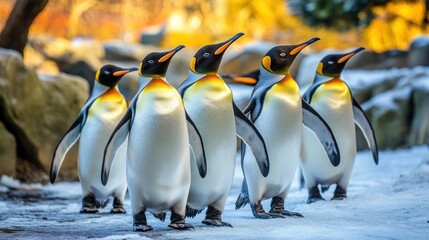 Fototapeta premium Emperor penguins in a row