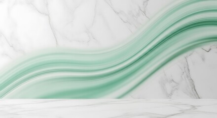 Abstract green and white marble liquid background with flowing mineral veins for organic beauty products and premium wellness marketing