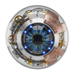 Naklejka premium Mysterious cosmic eye with intricate celestial patterns and vibrant colors isolated on transparent background
