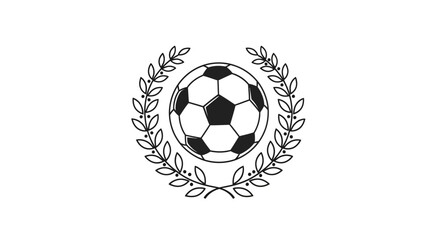 Obraz premium Soccer Football Ball in Decorative Laurel Wreath Emblem, isolated white background