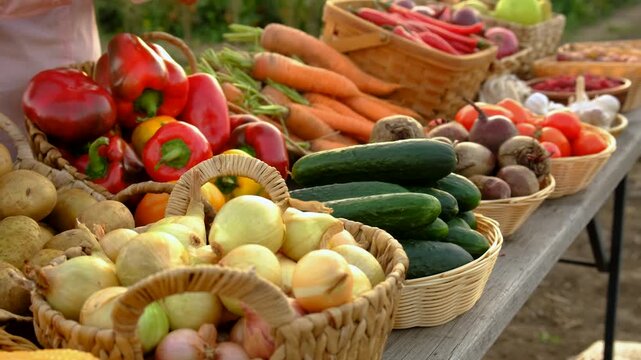 farmers market with vegetables. Selective focus.