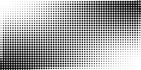 Set of halftone dots gradient pattern texture isolated on white background. Straight dotted spots using halftone circle dot raster texture. Vector blot half tone collection.