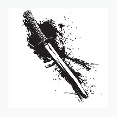 Japanese samurai sword vector illustration