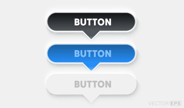 UI button set with three color options. A modern design for web and mobile interfaces.