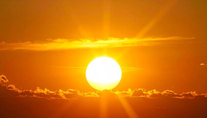 Fototapeta premium Cinematic horizon view of a bright sun and clouds during March Equinox Observances in Sri Lanka