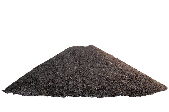 Large pile or crushed stone gravel isolated on transparent background. Heap of dark grey rock pebbles for construction, road building,landscaping material. Industrial aggregate mineral resource, PNG