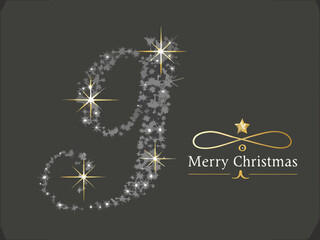 A sparkling golden letter g with christmas greetings below © Uttam