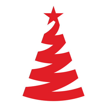 Christmas tree red spiral ribbon decoration illustration of a decorated ribbon and star