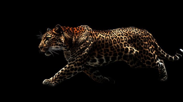 leopard on black background