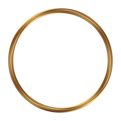 Gold circular frame on transparent background, elegant shiny wreath border, gold ring frames design elements.