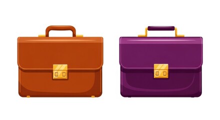 Two colorful briefcases with gold accents on a white background