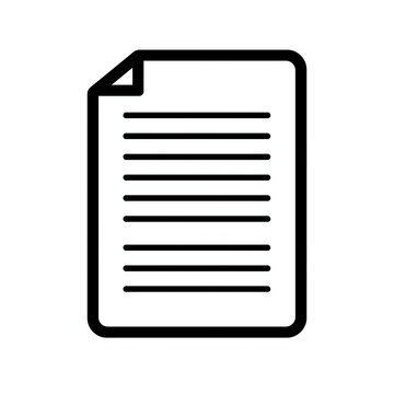 Minimalist document icon in thin black outline style. File and paper sheet symbol isolated on white background. Clean linear vector illustration for digital document, web interface, app UI and office 