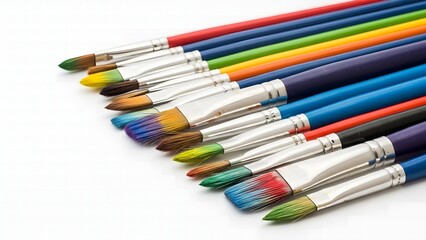 Fototapeta premium Vibrant paint brushes in rainbow colors for artistic expression