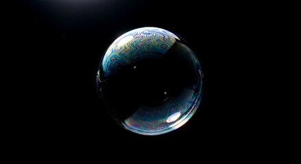Ephemeral Beauty - A Soap Bubbles Transient Existence in Darkness.