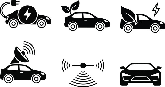 Electric and connected vehicle icons