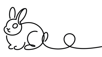Obraz premium Continuous line drawing of cute rabbit minimalist one line art bunny illustration isolated on white background