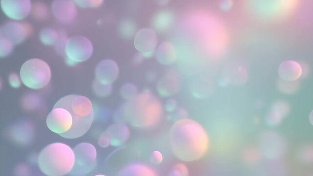Dreamy abstract background with soft pastel bokeh bubbles and magic light particles