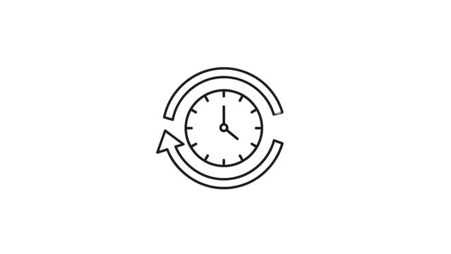 Clock with circular arrow symbol.