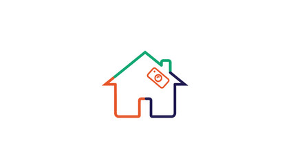 Obraz premium Colorful house with key icon.