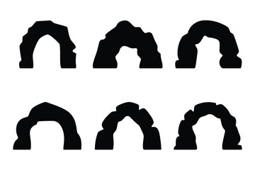 Collection of natural rock arch shapes and formations