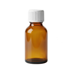 Fototapeta premium A small amber glass bottle with a white cap on transparent background