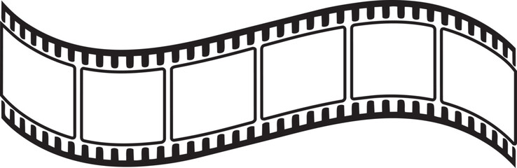 Obraz premium Curved film strip icon isolated on transparent background. tape photo film strip frame, Video Film strip roll, Vector illustration