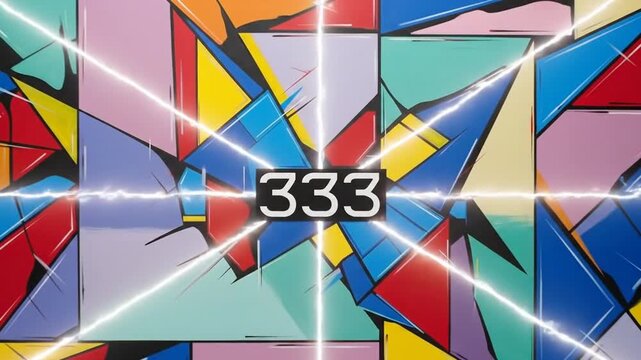 Vibrant graffiti art with 333 number in bold colorful geometric design