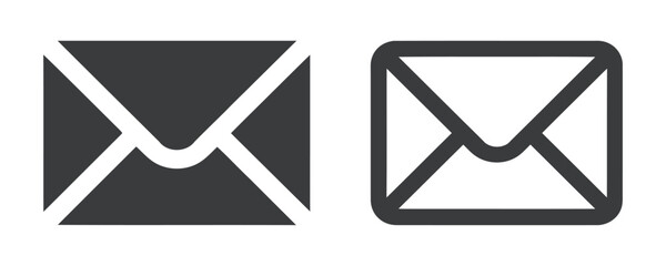 Two vector icons of envelopes in black and white are shown together
