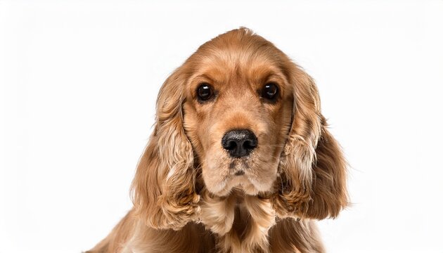 golden cocker spaniel dog sitting pet breed and grooming showcase isolated on white background