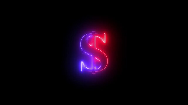 Glowing Neon Dollar Sign Icon for Finance and Digital Currency Concepts.